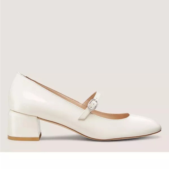 Stuart Weitzman Gabby 45 Mary Jane in White Patent Leather 6.5 - Picture 1 of 6
